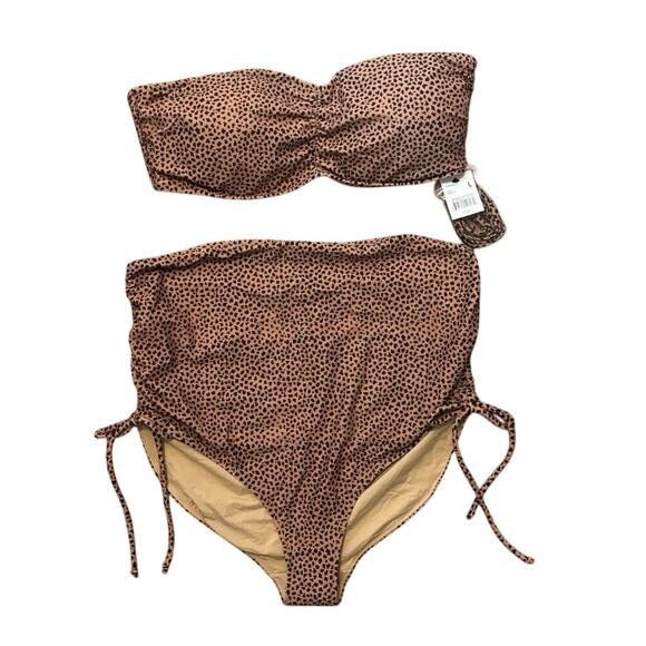 NWT A Pea In The Pod Maternity Cheetah Convertible Two Piece Swimsuit Size L - Picture 1 of 7